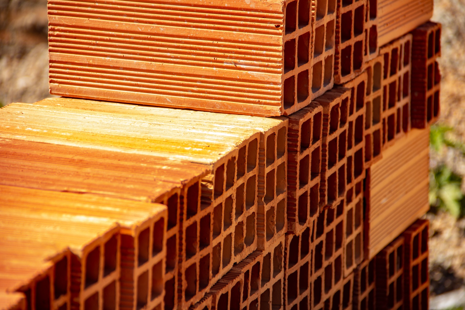 Detail of stacked bricks.